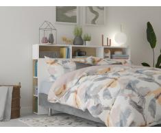 Testata letto con scomparti 160 cm Bianco e Rovere - NASTIA