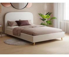 Letto 140 x 190 cm Tessuto Effetto bouclette Écru - SANTADI