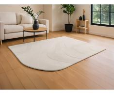 Tappeto in rilievo 100% lana taftata a mano con bordi arrotondati 160 x 230 Avorio - VELORIA