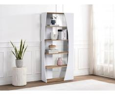 Libreria con 5 scaffali Bianco e Naturale - JILORA