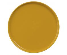 Piatto piano giallo senape in maiolica