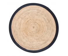 Tappeto rotondo intrecciato in iuta con contorno nero, d. 180 cm
