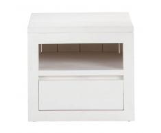 Comodino bianco in massello di legno con cassetto L 40 cm White