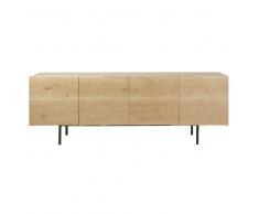 Credenza bassa lunga a 4 ante in legno massello di quercia Magnus