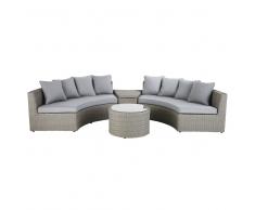 Salotto da giardino rotondo in resina intrecciata grigio Cape Town