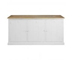 Credenza a 3 ante bianco in legno massello di mango Figuerolles