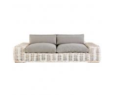 Divano da giardino 3 posti in rattan grigio chiaro St Tropez