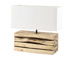 Lampada in pioppo e abat-jour in cotone ecru
