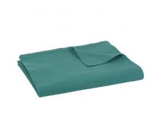 Tovaglia in cotone lavato blu smeraldo, 150x350 cm