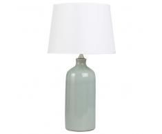 Lampada in ceramica blu con abat-jour écru