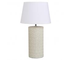 Lampada in ceramica écru con abat-jour bianca