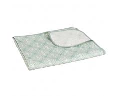 Tovaglia rivestita in cotone verde a motivi, 140x250