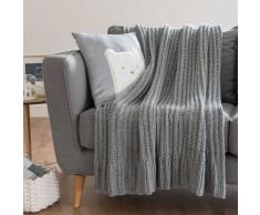 Plaid lavorato a maglia grigio, 125x150 cm