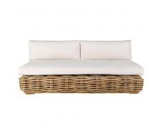 Divanetto da giardino 3 posti in rattan con cuscini écru St Tropez