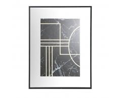 Quadro specchio con stampa marmo nero, 75x100