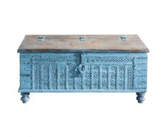 Cassapanca indiana blu in massello di mango L 125 cm Maharani