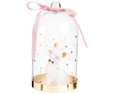 Candela gatto bianco con campana in vetro