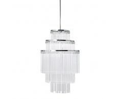 Lampadario con pendenti in vetro e metallo cromato