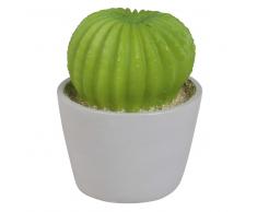 Statuetta luminosa cactus bianca e verde, h 10 cm