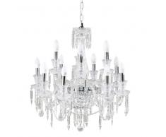 Lampadario con pendenti in metallo cromato
