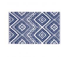 Tappeto da bagno in cotone blu a motivi grafici, 50x80