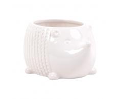 Portavaso riccio in ceramica bianca, 7 cm