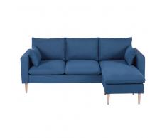 Divano ad angolo modulabile 3/4 posti blu in tessuto Joey