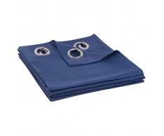 Tenda con occhielli in lino lavato blu navy, 130x300