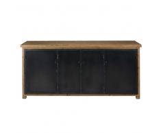 Credenza stile industriale 4 porte in pino riciclato e metallo grigio antracite Leonard