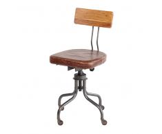 Sedia da ufficio stile industriale in pelle Janis