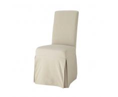 Fodera lunga beige-grigio chiaro in cotone per sedia Margaux