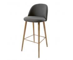 Sedia da bar vintage grigio antracite e frassino Mauricette