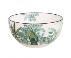 Insalatiera in maiolica con stampa tropicale
