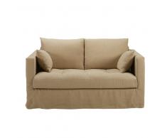 Divano 2 posti beige in lino lavato Basile