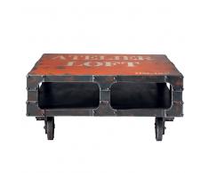 Tavolo basso rosso a rotelle in legno L 90 cm Terminus