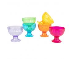 6 coppe per gelato in plastica multicolore
