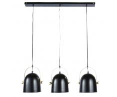 Lampada a sospensione con 3 faretti in metallo nero e dorato