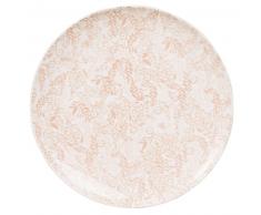 Piatto piano in maiolica a motivi floreali rosa