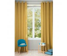 Tenda in lino slavato giallo senape con occhielli 130 x 300 cm
