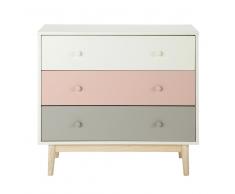 Comò vintage bianco, rosa e grigio Blush
