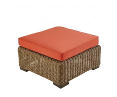 Pouf da giardino in resina intrecciata e cuscino terracotta Fidji