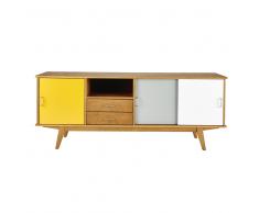 Credenza bassa lunga vintage a 3 ante e 2 cassetti Paulette