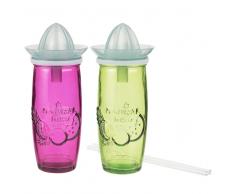 Spremiagrumi in vetro rosa e verde