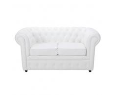 Divano imbottito bianco 2 posti Chesterfield