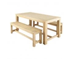 Tavolo + 2 panche da giardino in legno L 180 cm Bréhat