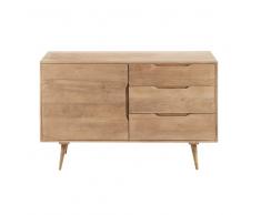 Credenza a un'anta e 3 cassetti in legno massello di mango Trocadero