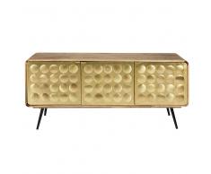 Credenza 3 porte in legno massello di mango e metallo effetto dorato Gatsby