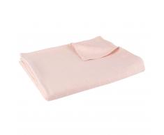 Tovaglia in cotone rosa cipria motivi a righe iridate, 150x250 cm