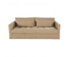 Divano letto 3/4 posti beige in lino lavato Basile