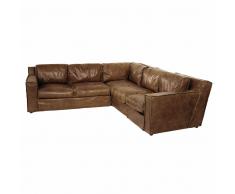 Divano ad angolo vintage color cognac in pelle 4 posti Morrison